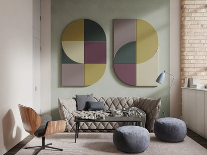 Acoustic Wall Art Panels FAN 1 in modern pastel interior Decormania UK