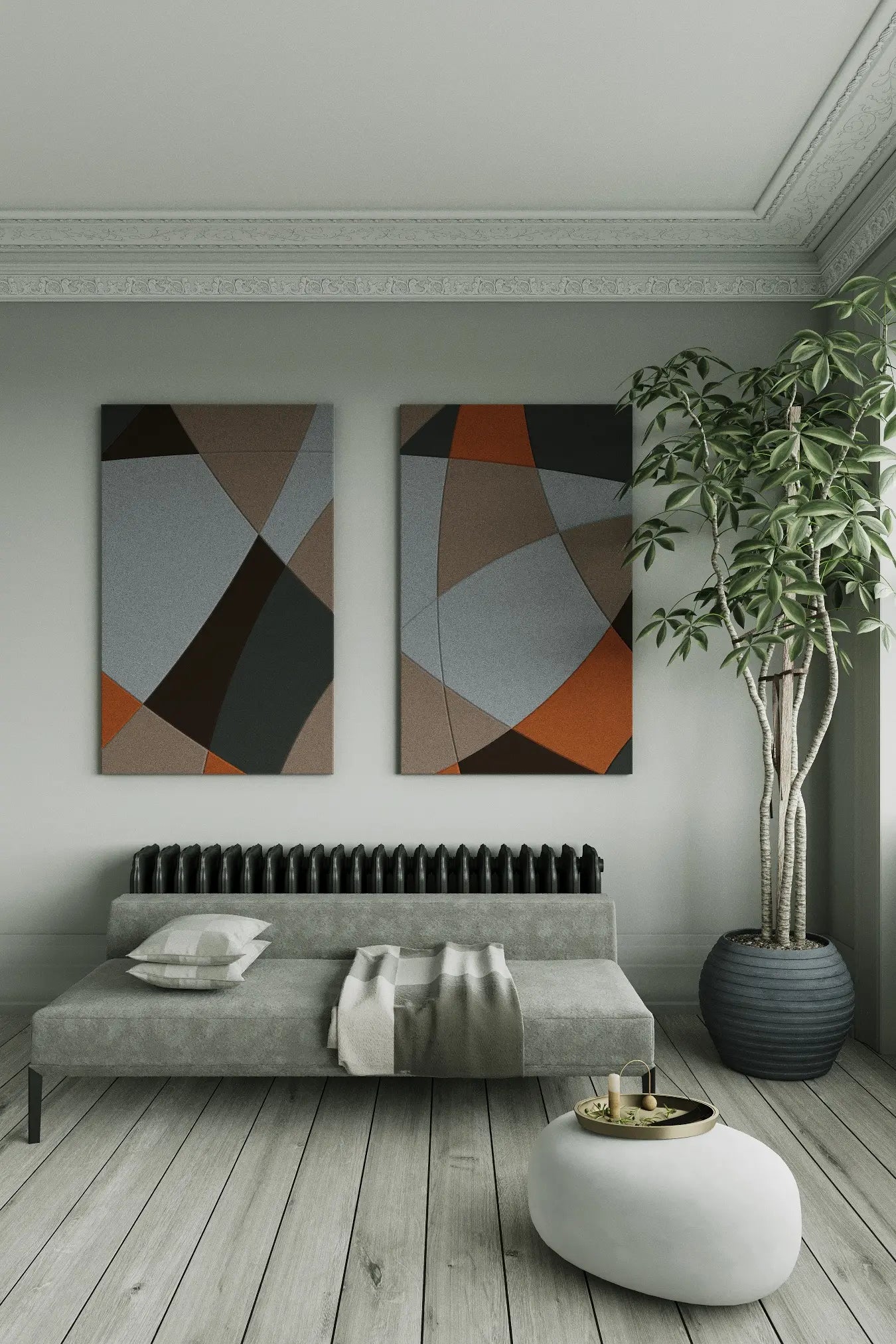 Acoustic Wall Art Panels FUSION 1 in grey interior Decormania UK