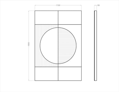 Acoustic Wall Art Panels RING 1 dimensions on white background Decormania UK 
