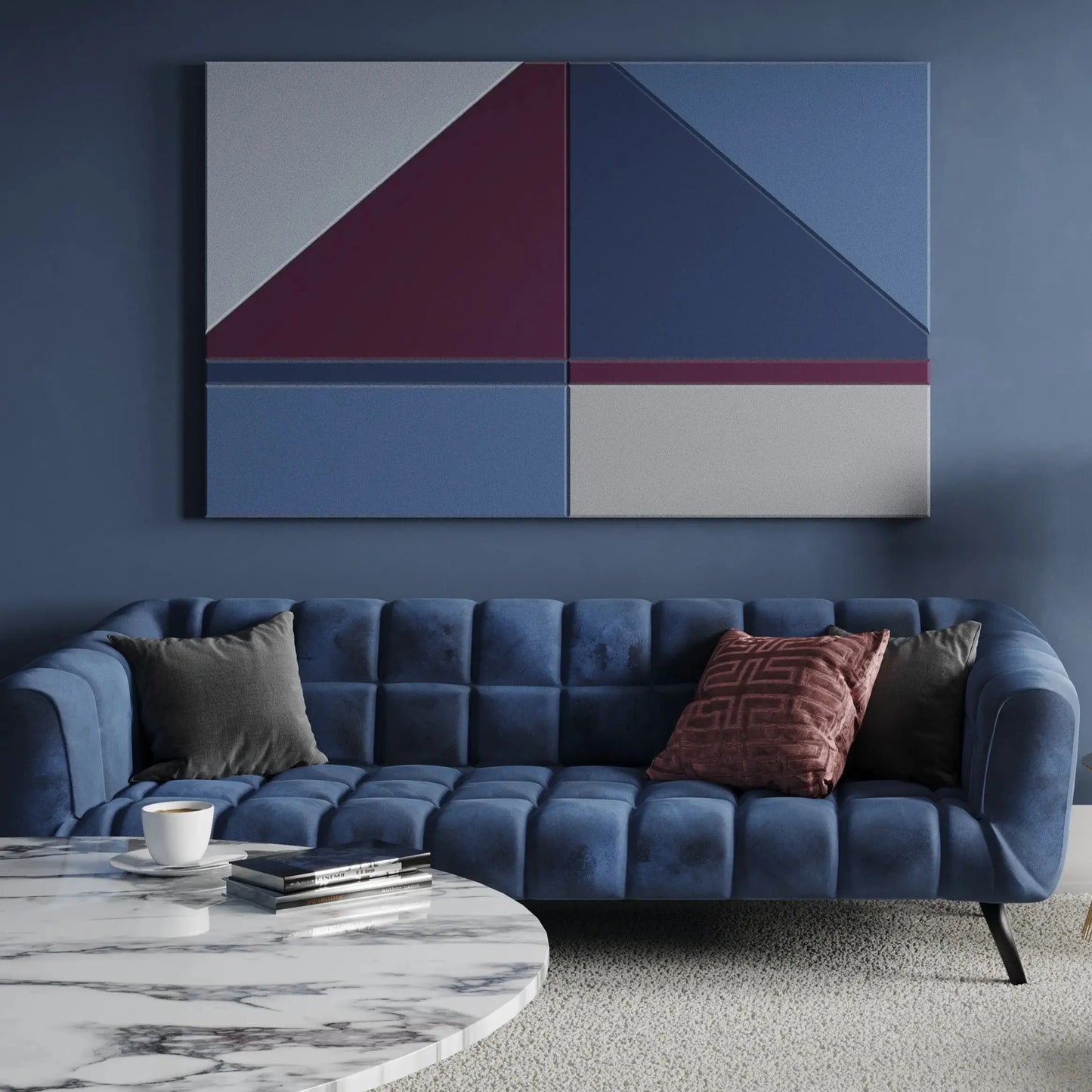 Acoustic Wall Art Panels SAIL 3 in blue interior DecorMania UK