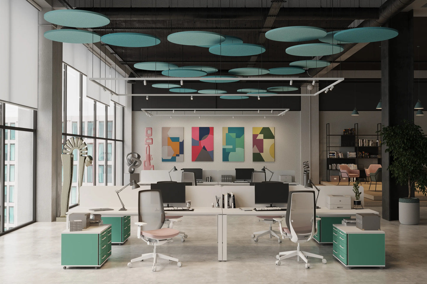Acoustic Wall Art Panels SHAPES 2  in office interior Decormania UK