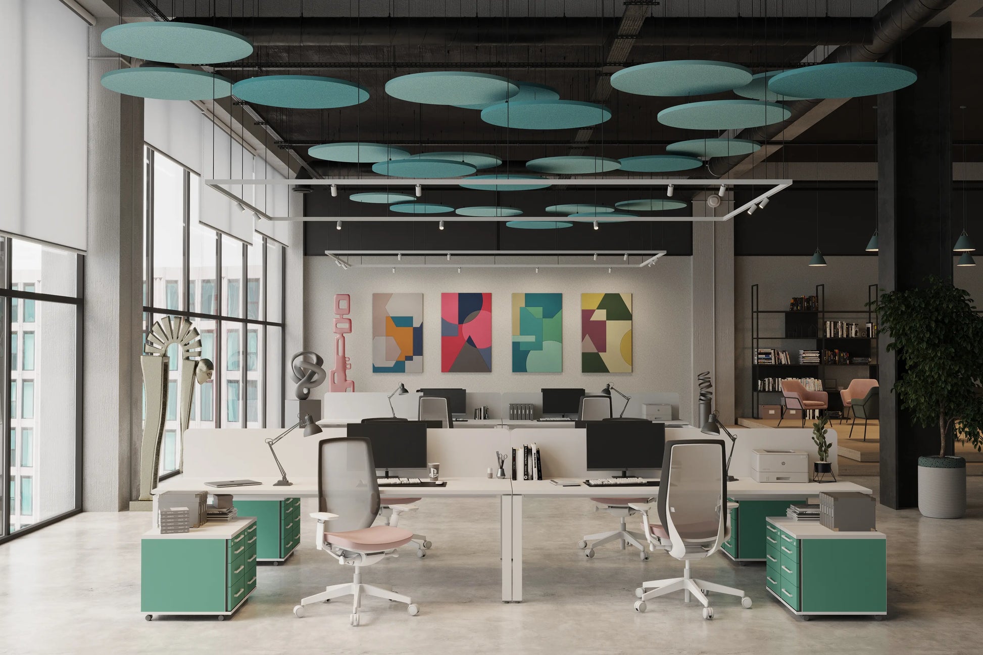Acoustic Wall Art Panels SHAPES 2  in office interior Decormania UK