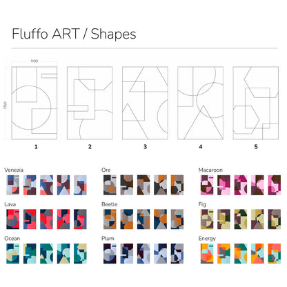 Acoustic Wall Art Panels SHAPES 2 design and colour chart Decormania UK
