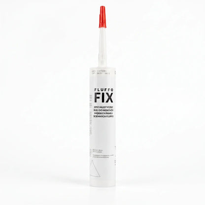 Tube adhesive for fluffo panels on white background