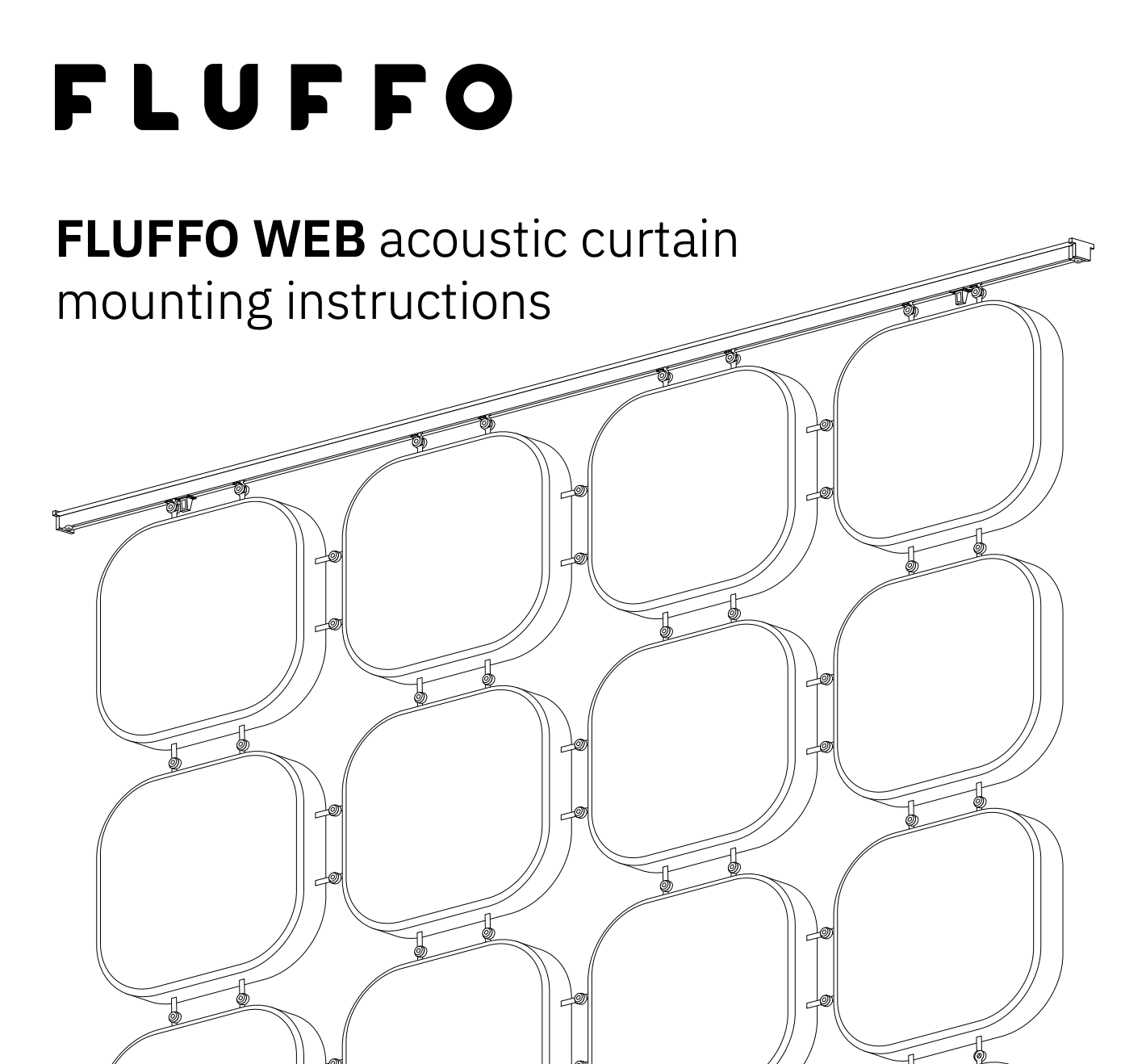 FLUFFO WEB Railing kit T14 (2 x 1m set) - for suspended ceiling